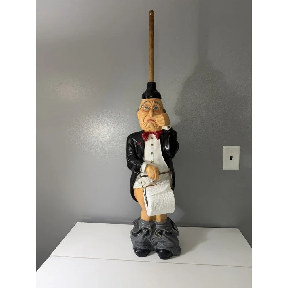 RARE Vintage Mr. Stinky Pants Down Old Man Butler Toilet Paper Holder unique